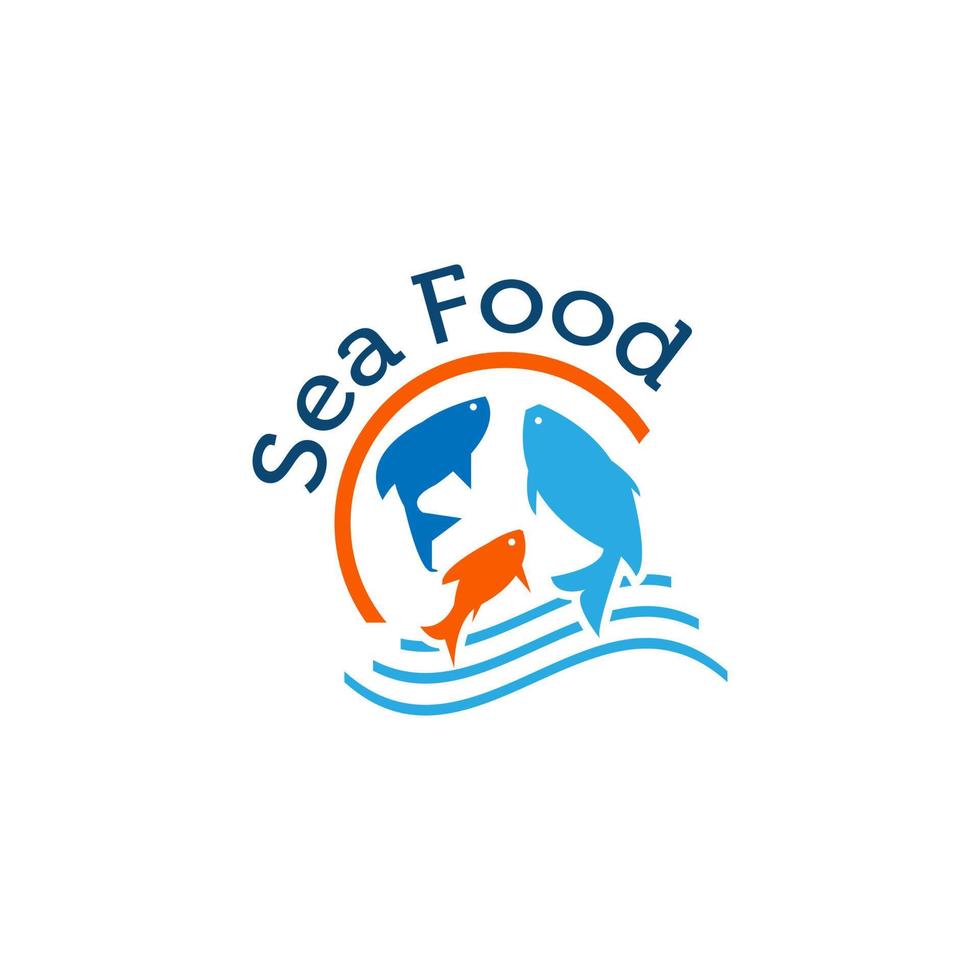 ideia de design de logotipo de peixe fresco para comerciante de peixe ou restaurante de frutos do mar. símbolo de vetor. vetor