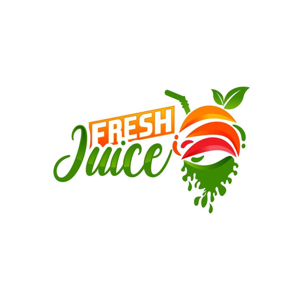 logotipo de suco de fruta. logotipo de bebida fresca. ilustração vetorial, modelo de design de logotipo de suco fresco. vetor