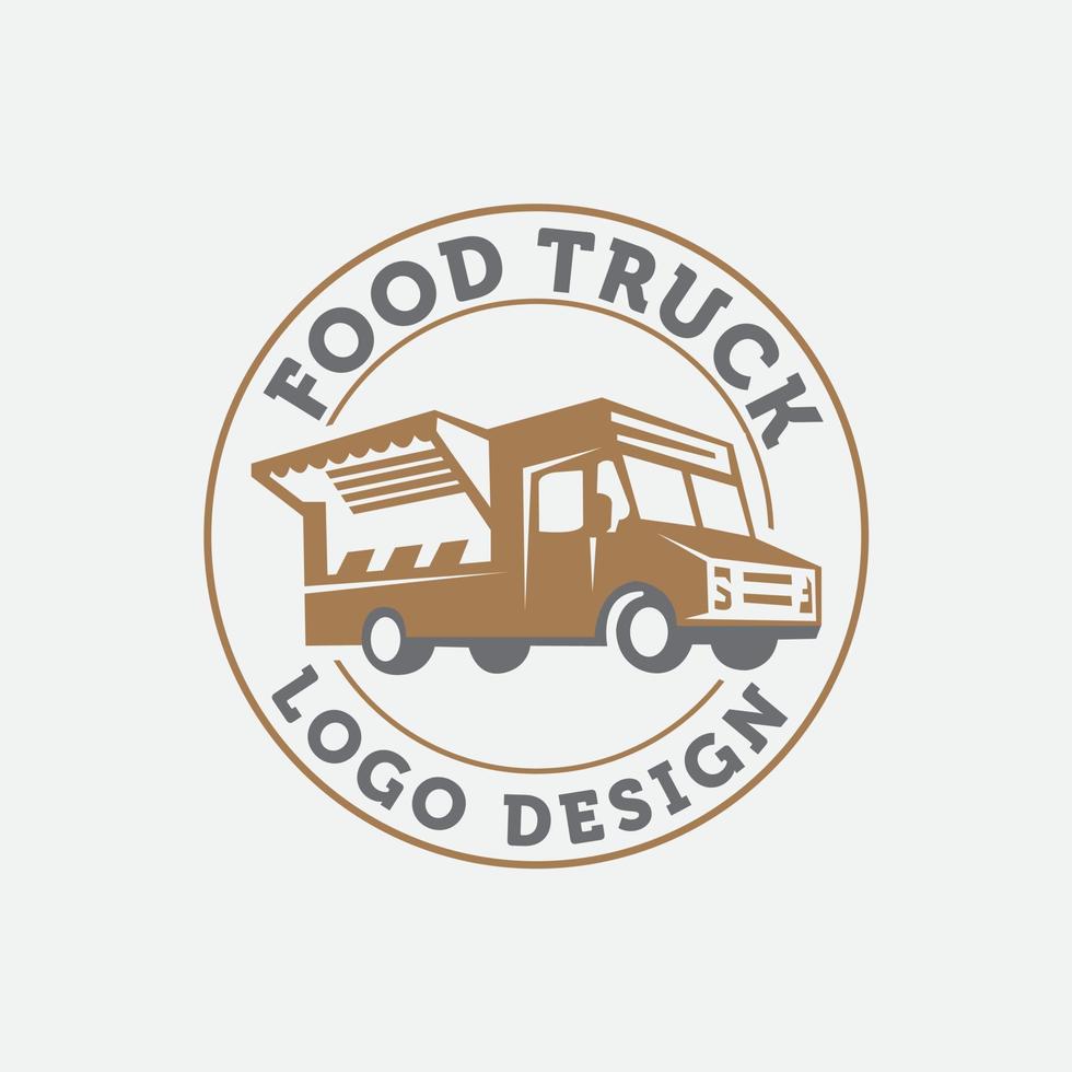 ilustração em vetor de conjunto de crachá gráfico de caminhão de comida de rua. design de logotipo antigo de comida