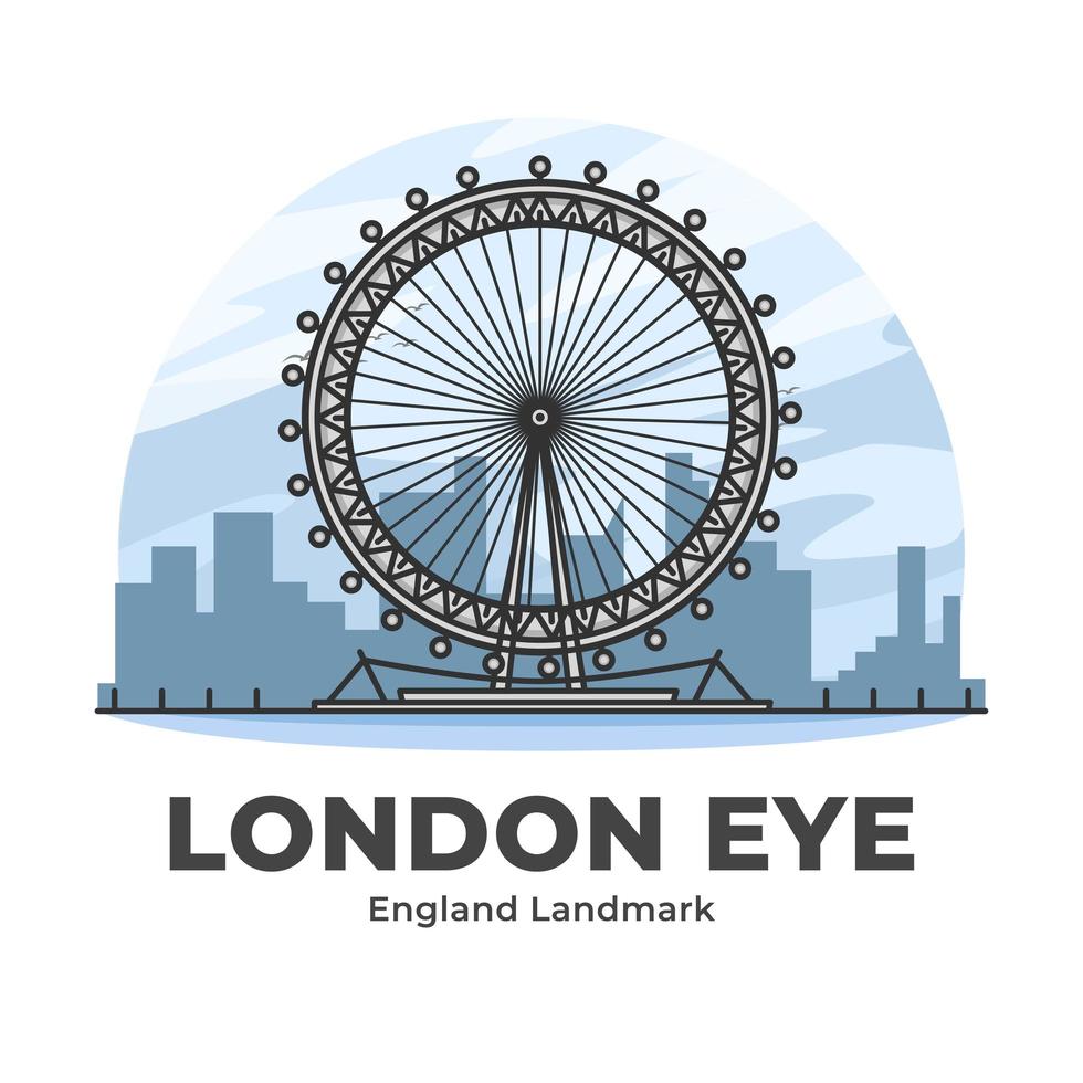 london eye inglaterra desenho animado minimalista vetor