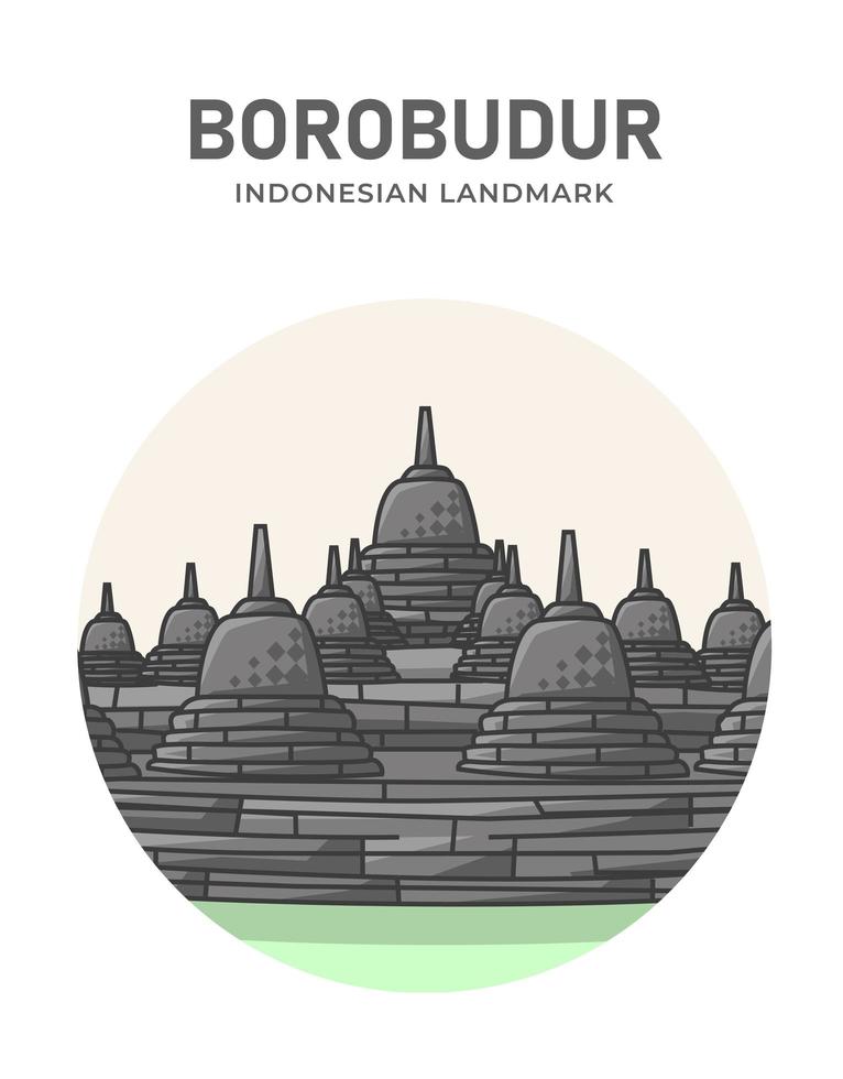 Borobudur desenho animado minimalista marco da Indonésia vetor