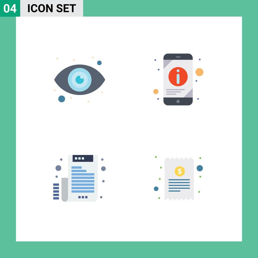 pacote de ícones vetoriais de estoque de 4 sinais e símbolos de linha para informações de arquivo ocular conta de telefone elementos de design de vetores editáveis