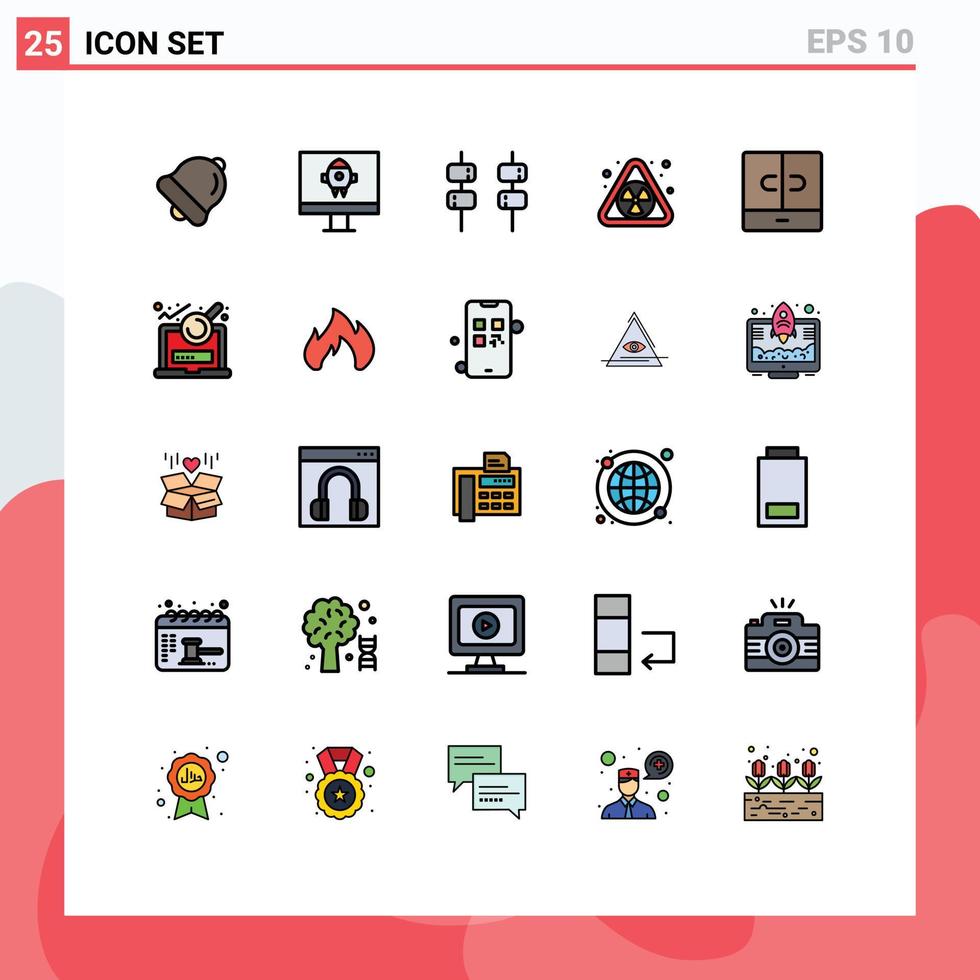 grupo de 25 sinais e símbolos de cores planas de linha preenchida para elementos de design de vetores editáveis de armário de móveis doces de arquivo interior