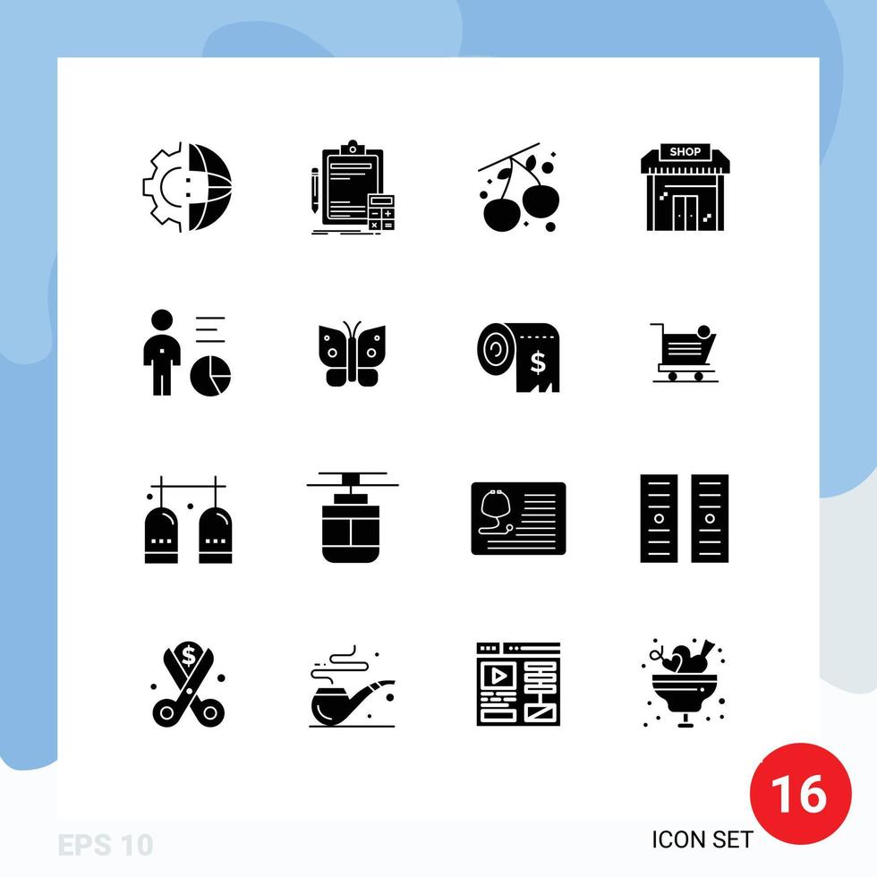 conjunto de 16 sinais de símbolos de ícones de interface do usuário modernos para educação de loja finanças negócios comida editável elementos de design vetorial vetor