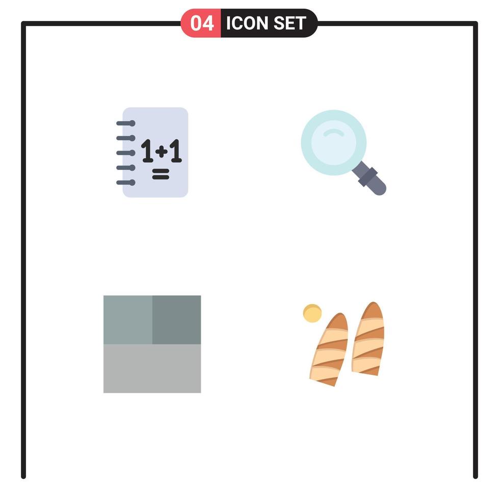 4 ícones criativos, sinais modernos e símbolos de exibição de layout de educação surfando elementos de design de vetores editáveis