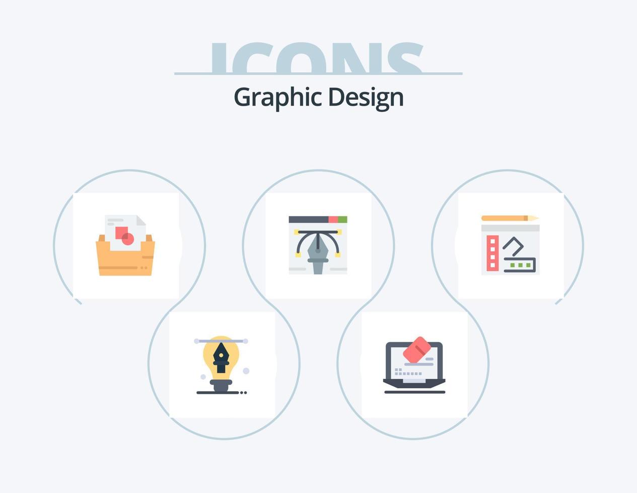 design gráfico pacote de ícones planos 5 design de ícones. caderno. ferramenta caneta. documento. ilustração. obra de arte vetor
