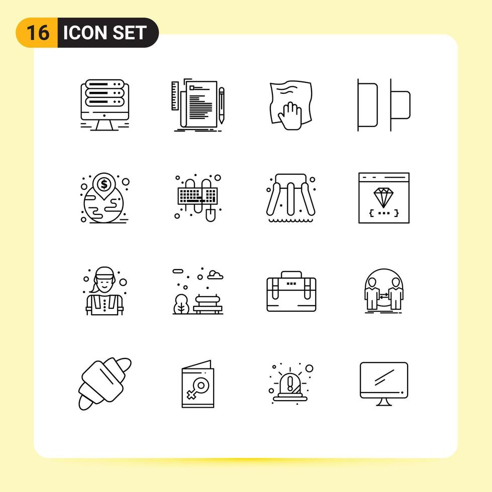 pacote de esboço de 16 símbolos universais de script horizontal financeiro distribuir esfregar elementos de design de vetores editáveis