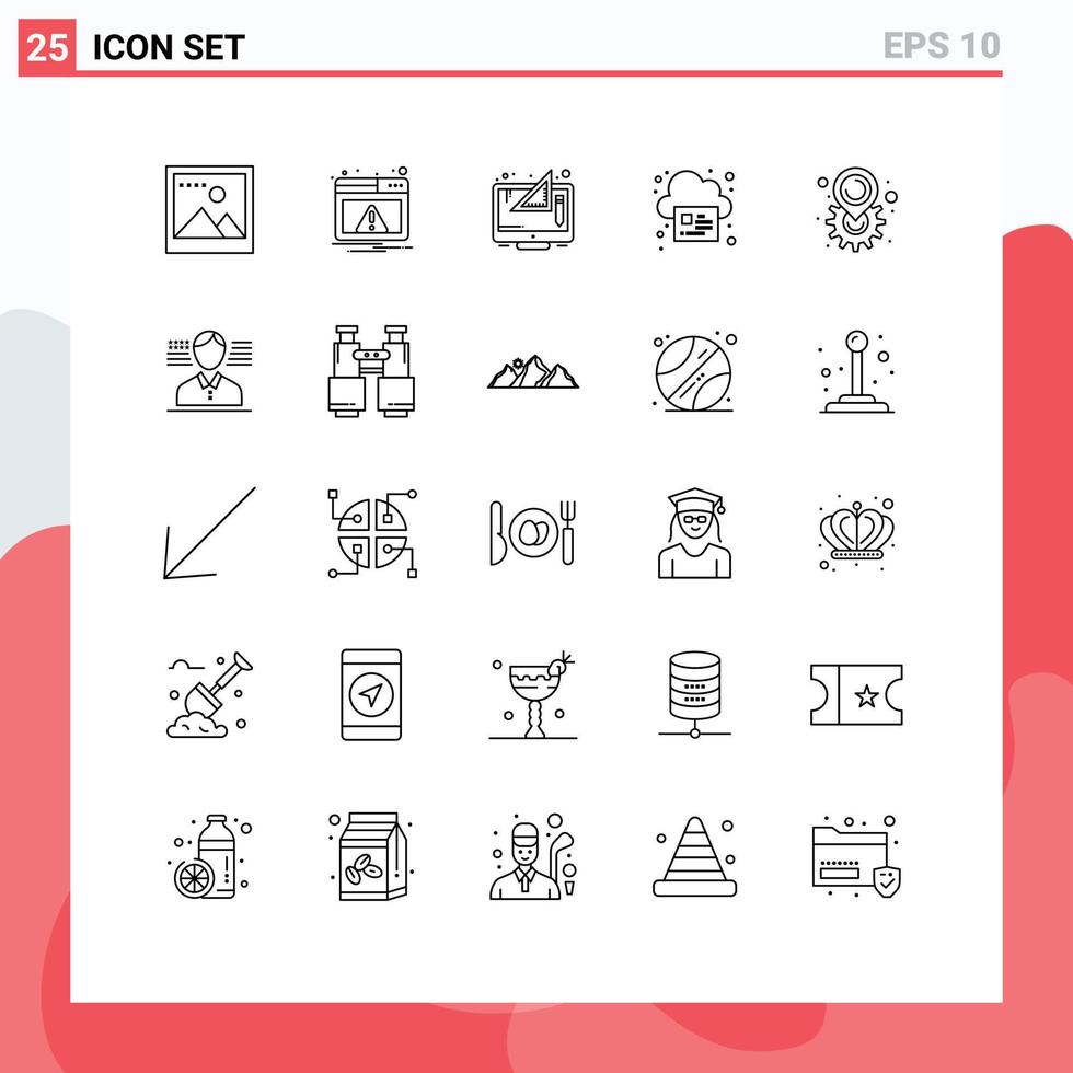 25 ícones criativos sinais e símbolos modernos de design de nuvem de localização imprimir elementos de design de vetores editáveis on-line