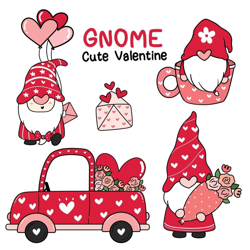 coleção fofa de gnomos do amor dos namorados vetor