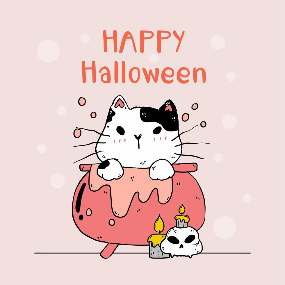 gato fofo de halloween vetor