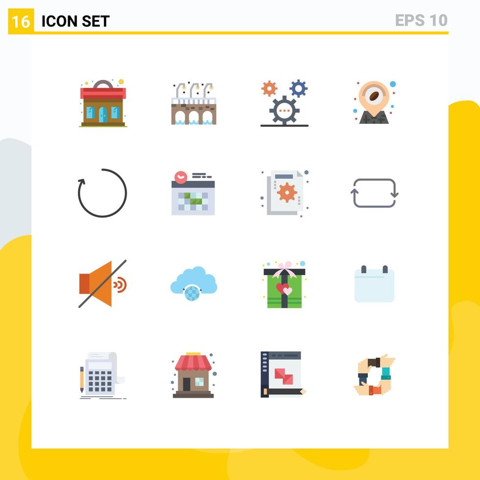 Pacote de cores planas de 16 interfaces de usuário de sinais e símbolos modernos de loja de design de seta de rotação pacote editável de elementos de design de vetores criativos