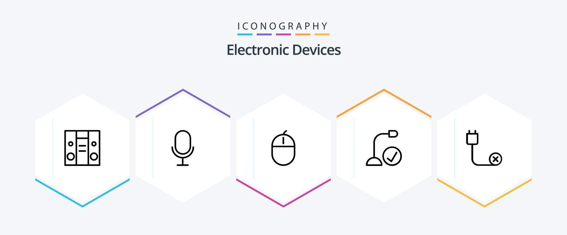 Pacote de ícones de 25 linhas de dispositivos, incluindo cabo. hardware. gadget. gadget. conectado vetor