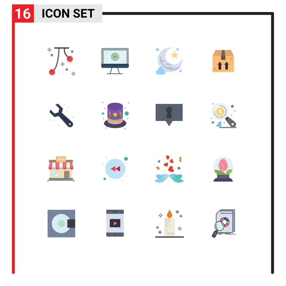 pacote de ícones vetoriais de estoque de 16 sinais e símbolos de linha para ferramentas caixa de pacote de música ajustável pacote editável de elementos de design de vetores criativos