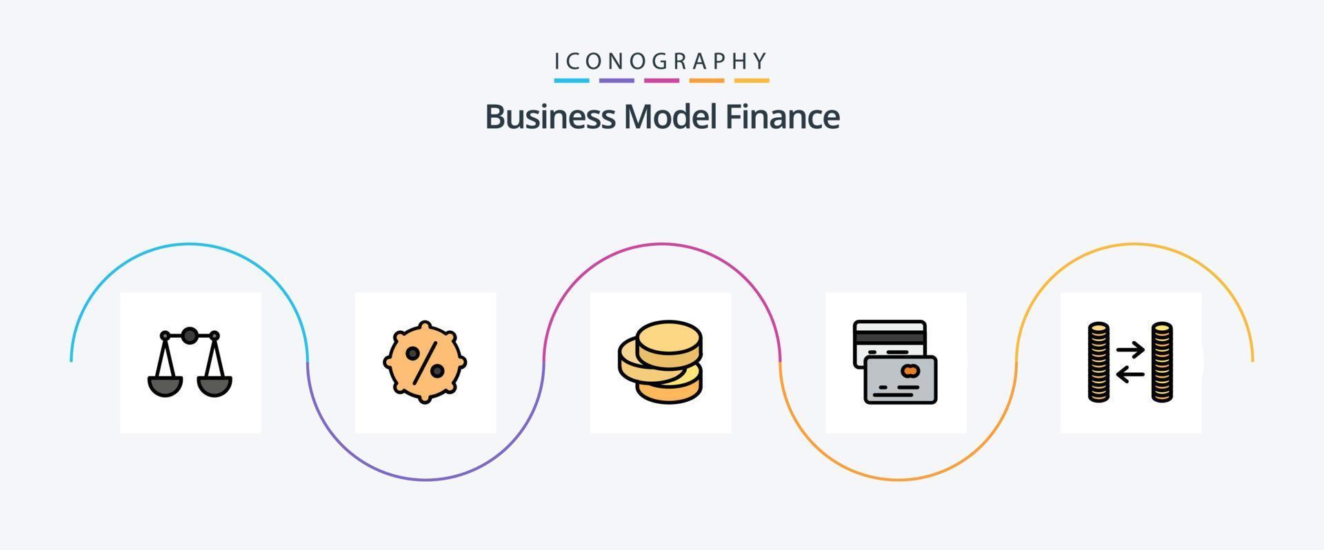 linha de finanças cheia de pacote de ícones de 5 planos, incluindo . dinheiro. dinheiro. dinheiro vetor