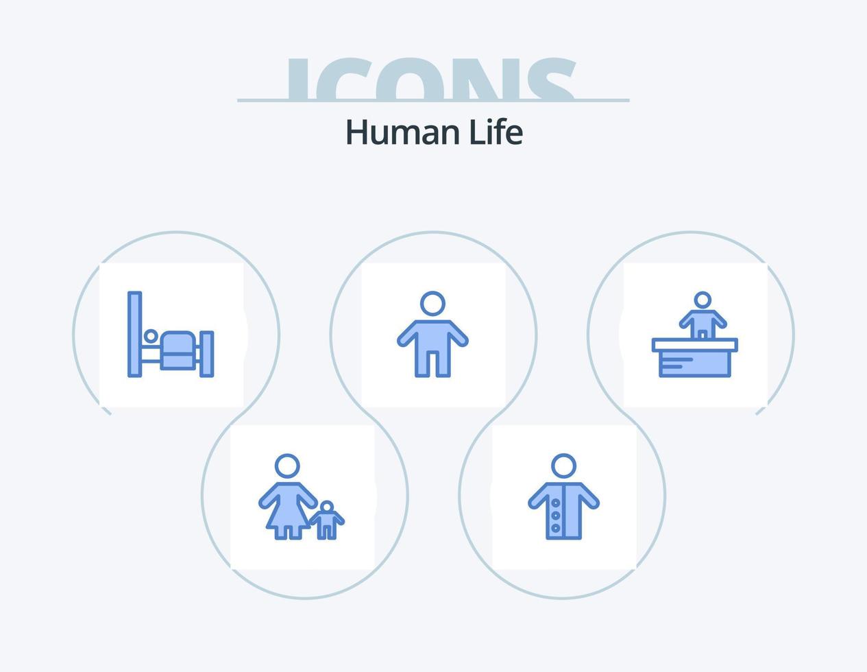 design de ícones do pacote de 5 ícones azuis humanos. caixa. pai. pregador. família. pessoas vetor