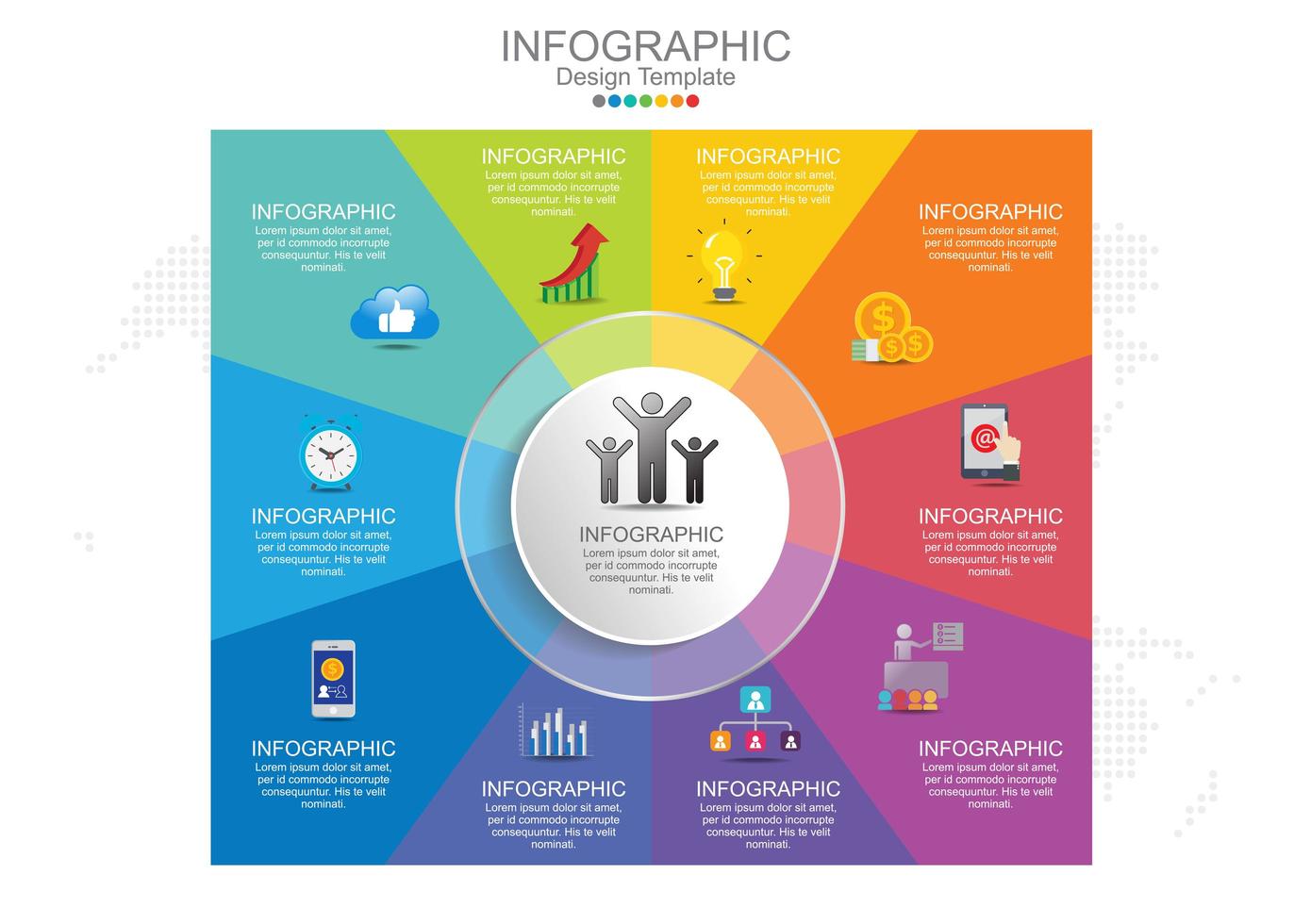 Elementos do gráfico de infográficos de negócios de 10 etapas vetor