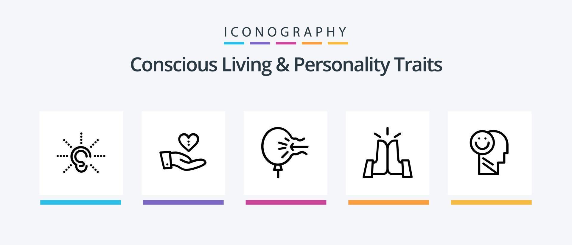 vida consciente e traços de personalidade linha 5 pacote de ícones incluindo casa. amigável. sem celular. cultura. estresse. design de ícones criativos vetor