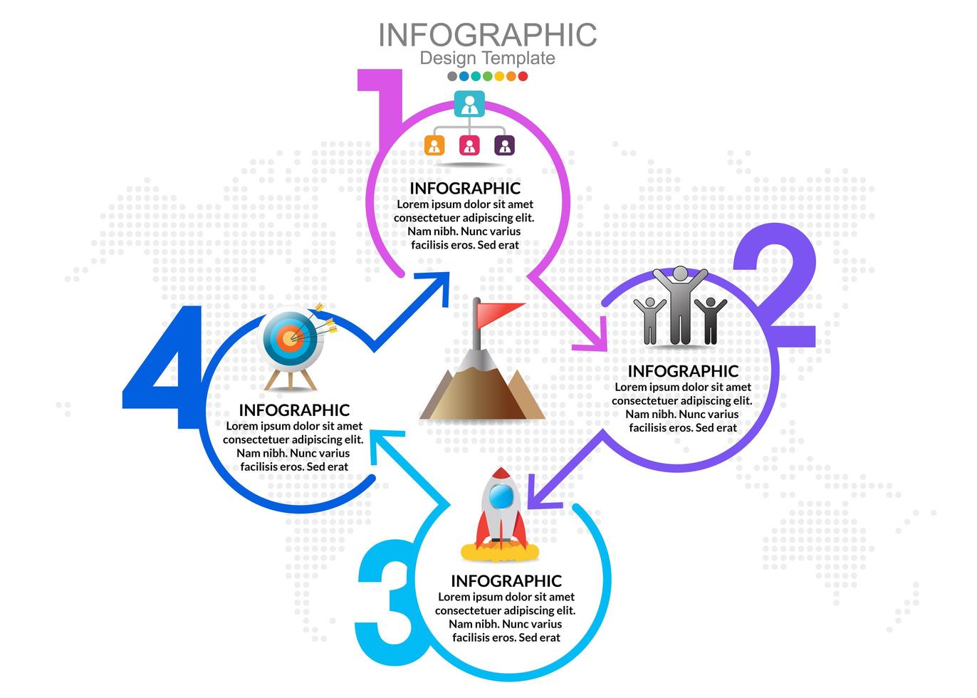 modelo de infográfico de vetor com quatro opções e ícones.