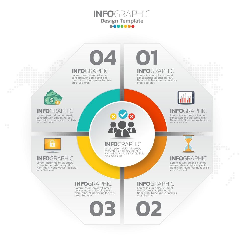 elementos de infográfico de negócios com 4 seções ou etapas vetor