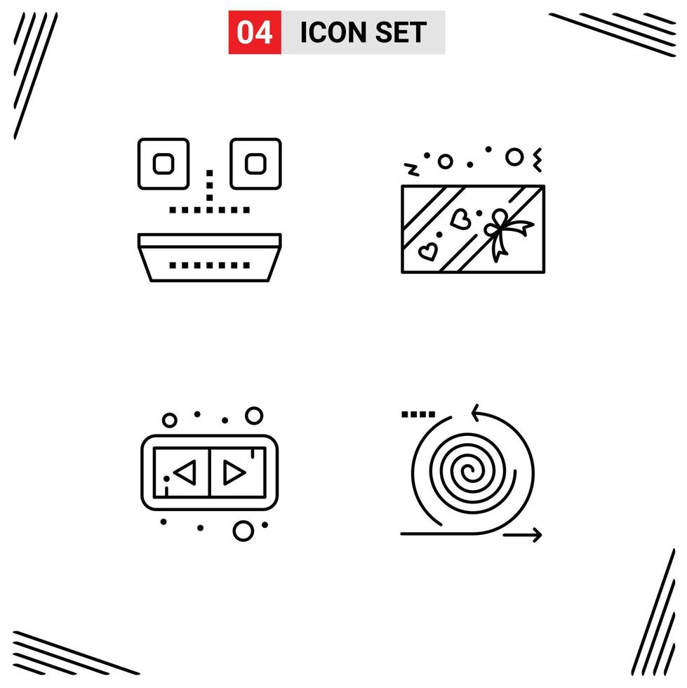 conjunto de pictogramas de 4 cores planas de linha preenchida simples de peixe comida japonesa horizontal presente ciclos elementos de design de vetores editáveis