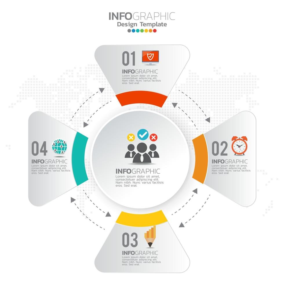 elementos de infográfico de negócios com 4 seções ou etapas vetor