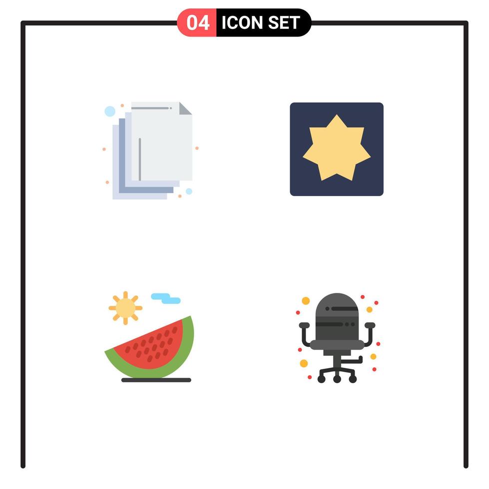 4 pacote de ícones planos de interface de usuário de sinais e símbolos modernos de organizar elementos de design de vetores editáveis de férias de quebra-cabeça de frutas
