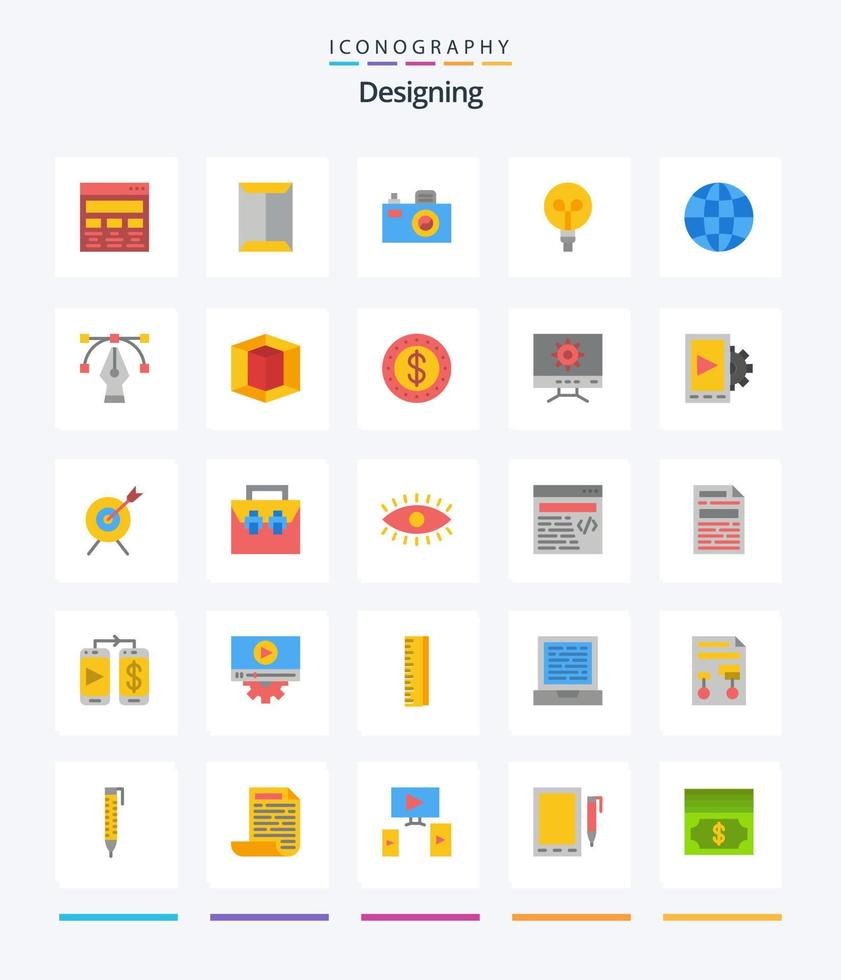 pacote de ícones planos de 25 designs criativos, como o globo. projeto. armário. luz. projeto vetor