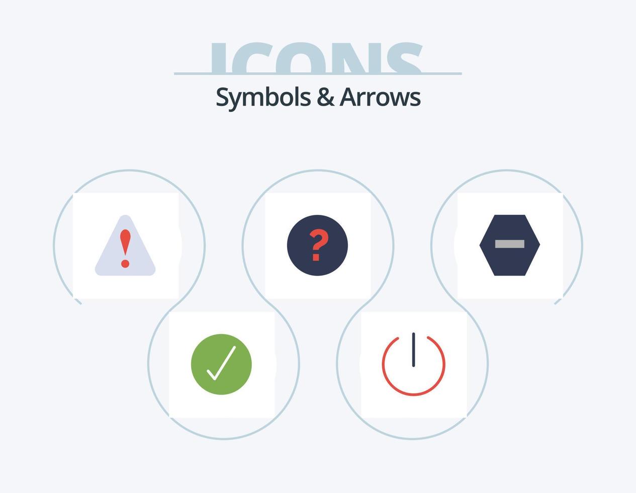 símbolos e setas planas icon pack 5 design de ícone. . parar. triângulo. negado. pergunta vetor