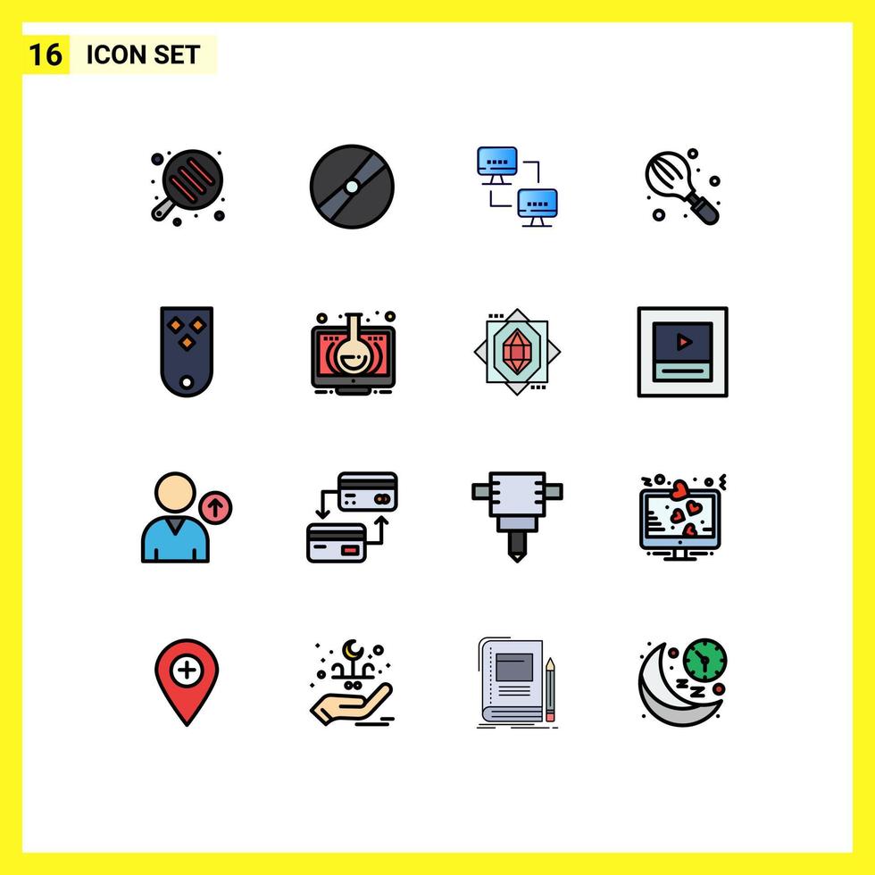 conjunto de 16 ícones de interface do usuário modernos símbolos sinais para diamantes cozinha computador doméstico cozimento elementos de design de vetores criativos editáveis