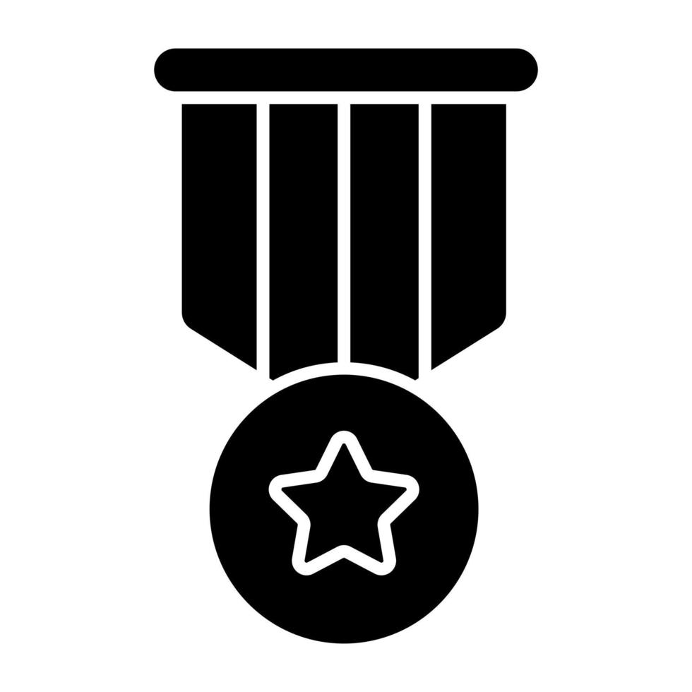 ícone de medalha de estrela em design sólido vetor