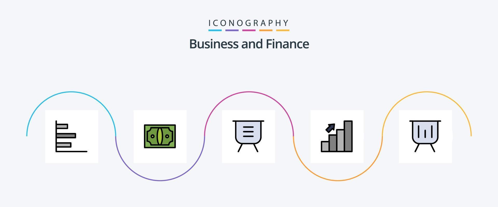 linha de finanças cheia de pacote de ícones de 5 planos, incluindo estatísticas. gráfico. quadro. negócios. remover vetor