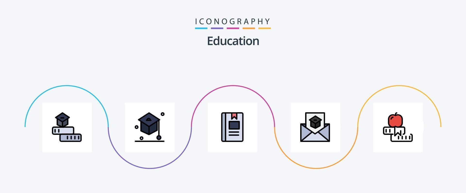linha de educação cheia de pacote de ícones plana 5 incluindo e-mail. comunicação. estudante. leitura. conhecimento vetor