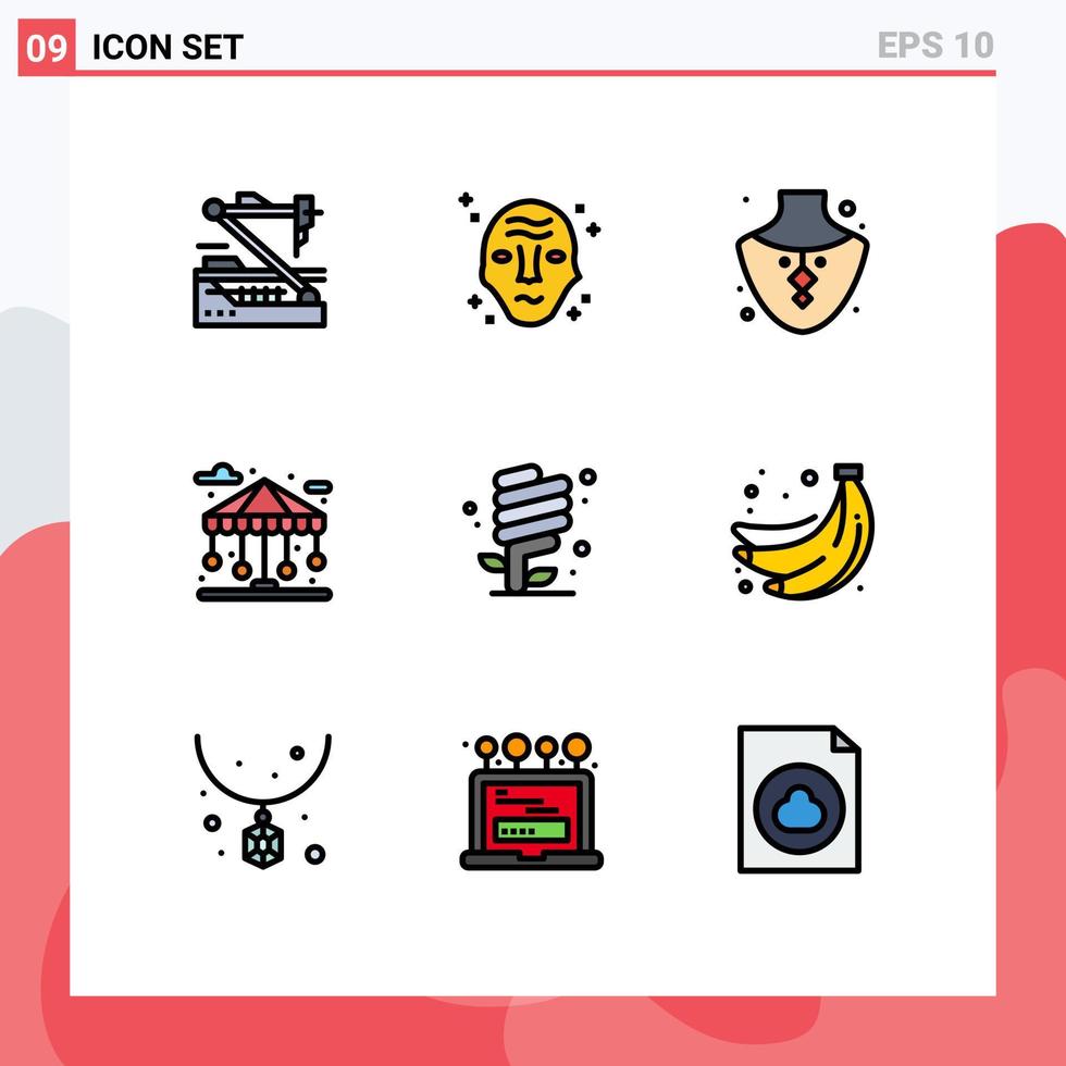 9 interface do usuário pacote de cores planas de linha cheia de sinais e símbolos modernos da vida, construção do espaço da cidade, joias, elementos de design de vetores editáveis