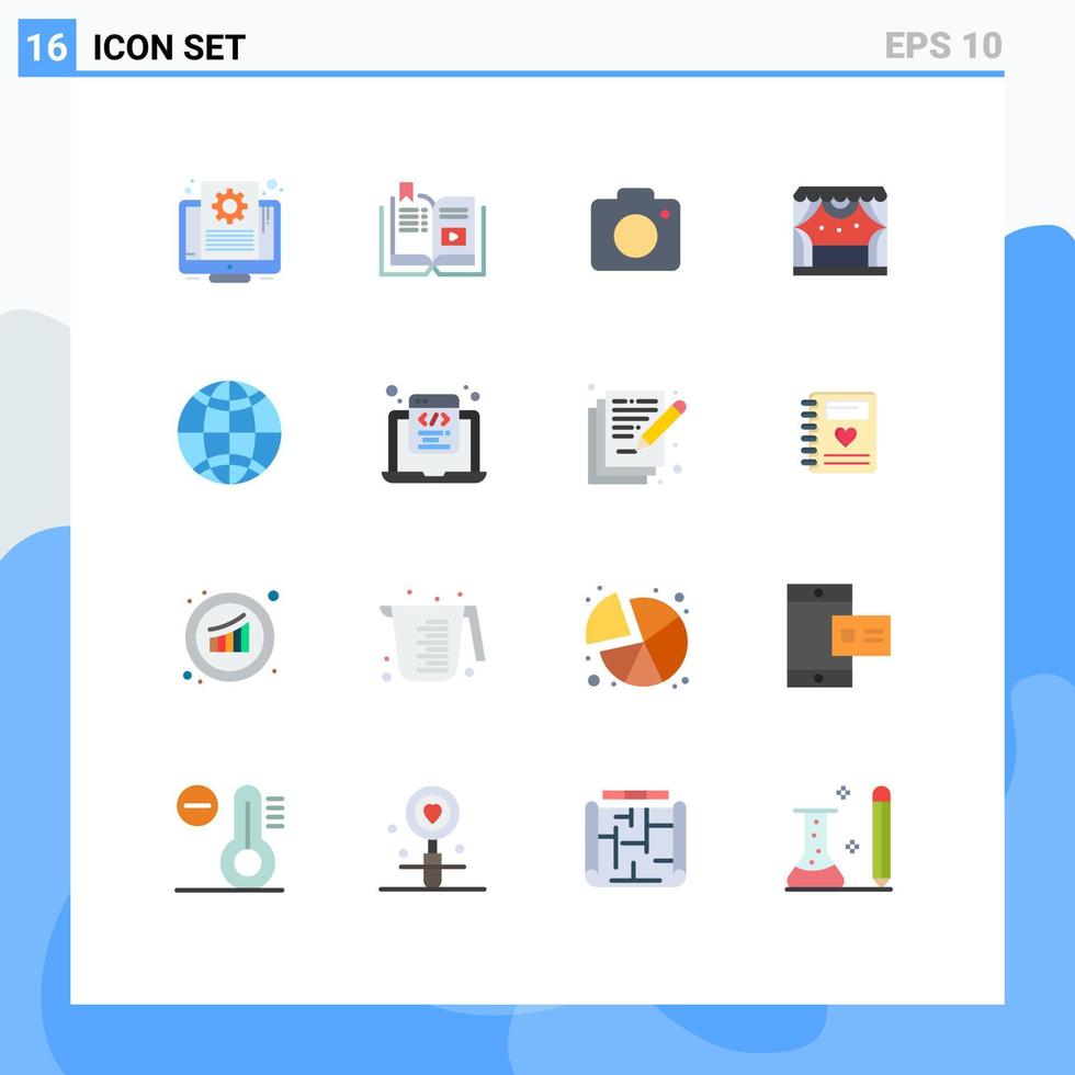 16 ícones criativos, sinais modernos e símbolos do pacote global de imagem holofote multimídia de palco global editável de elementos de design de vetores criativos