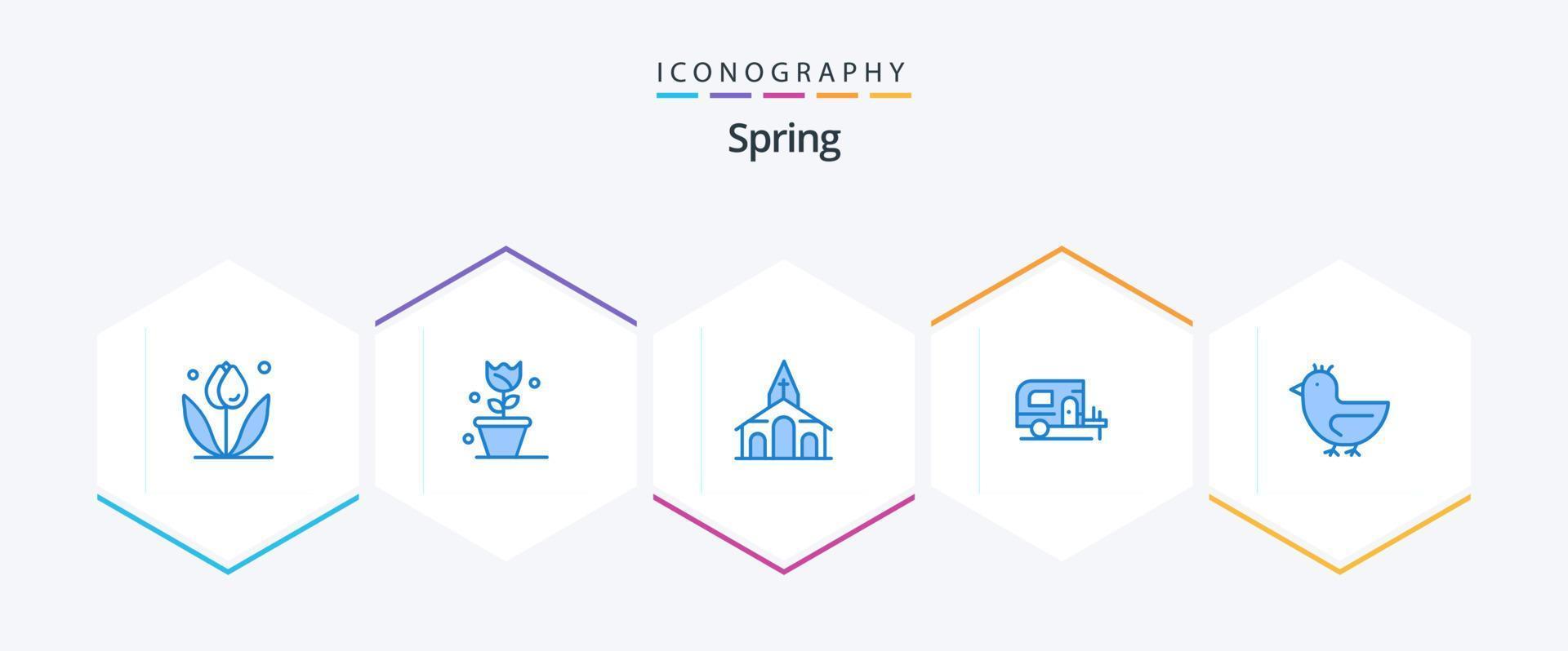 primavera 25 pacote de ícones azul incluindo . . carro. primavera. ganso vetor