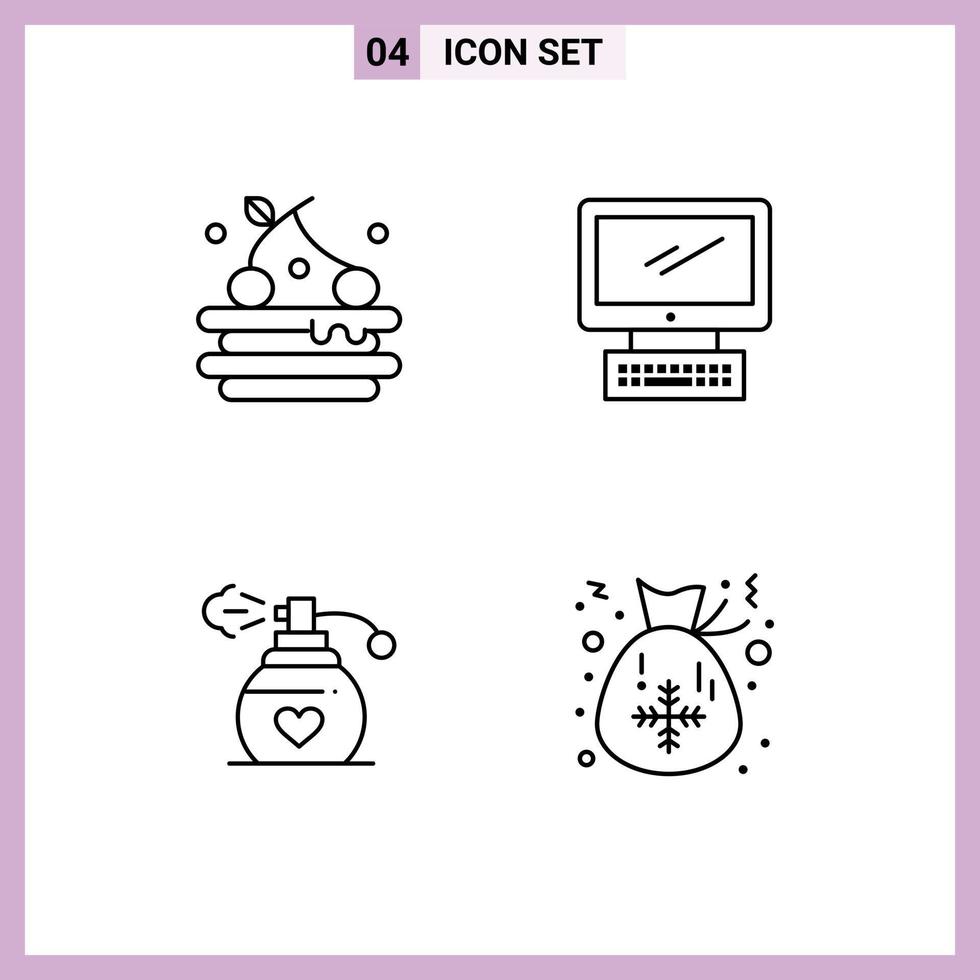 4 ícones criativos, sinais modernos e símbolos de elementos de design vetoriais editáveis de saco imac de computador de amor azedo vetor