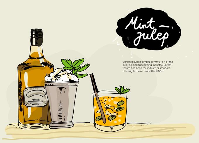 Ilustração vetorial desenhada à mão de Julep de hortelã fresca vetor