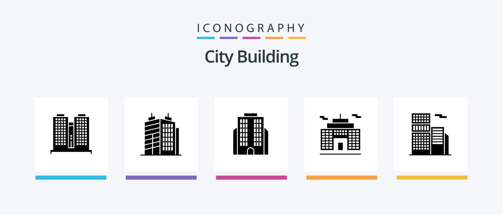 pacote de ícones do glifo 5 da construção da cidade, incluindo . negócios. real. design de ícones criativos vetor