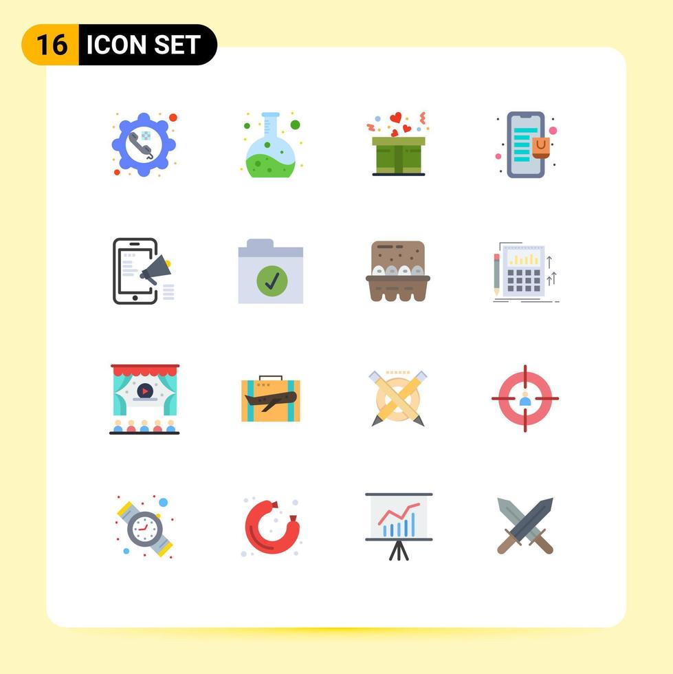 16 ícones criativos sinais modernos e símbolos de presente de propaganda de mídia loja online shopping pacote editável de elementos de design de vetores criativos
