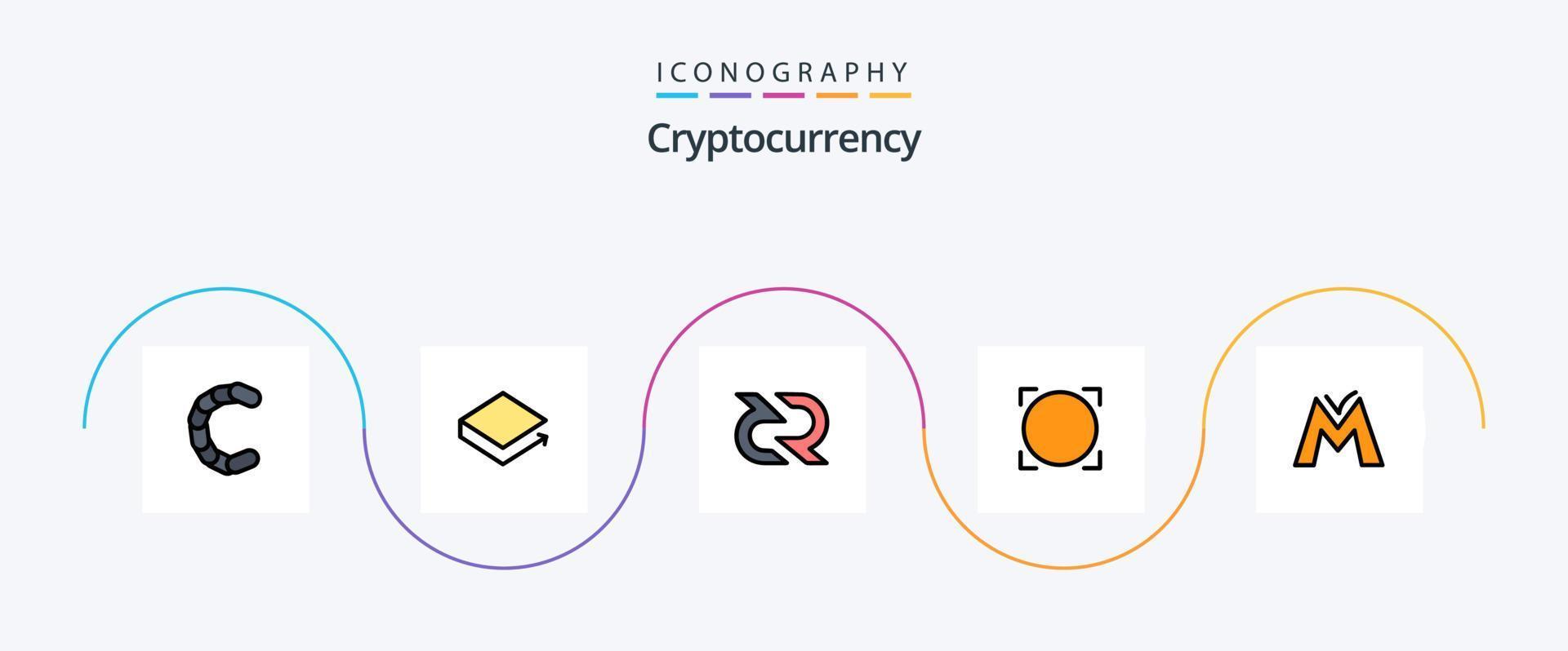 linha de criptomoeda preenchida com 5 ícones planos, incluindo unidade monetária. cripto. decretado. moeda alternativa. recompensa vetor