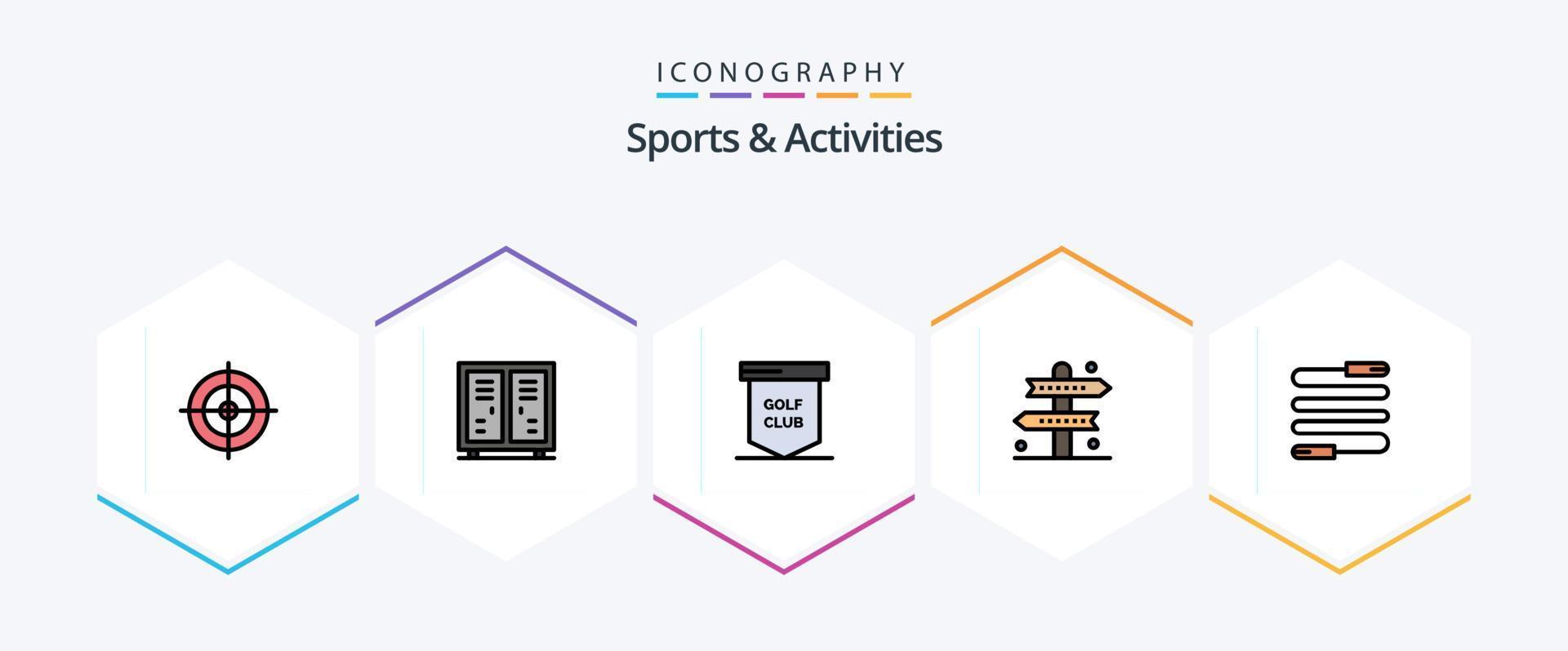 esportes e atividades 25 pacote de ícones de linha preenchida, incluindo recreação. instruções. jogo. atletismo. Esportes vetor