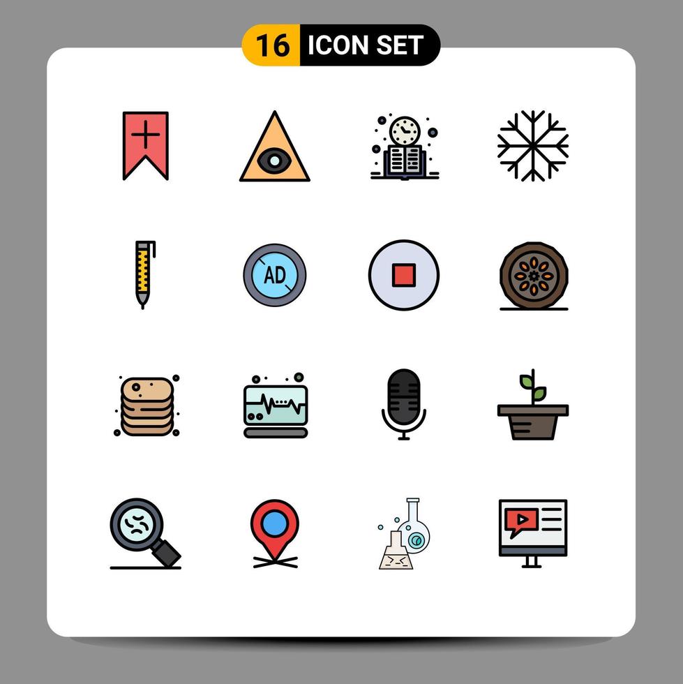 pacote de ícones vetoriais de estoque de 16 sinais e símbolos de linha para design caneta, relógio, tempo, natureza, elementos de design de vetores criativos editáveis