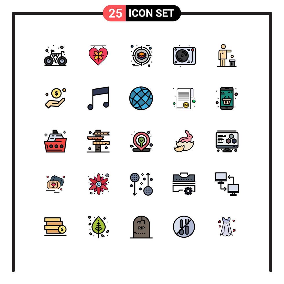 pacote de ícones vetoriais de estoque de 25 sinais e símbolos de linha para elementos de design de vetores editáveis de celebração de discoteca de negócios de festa de ideia