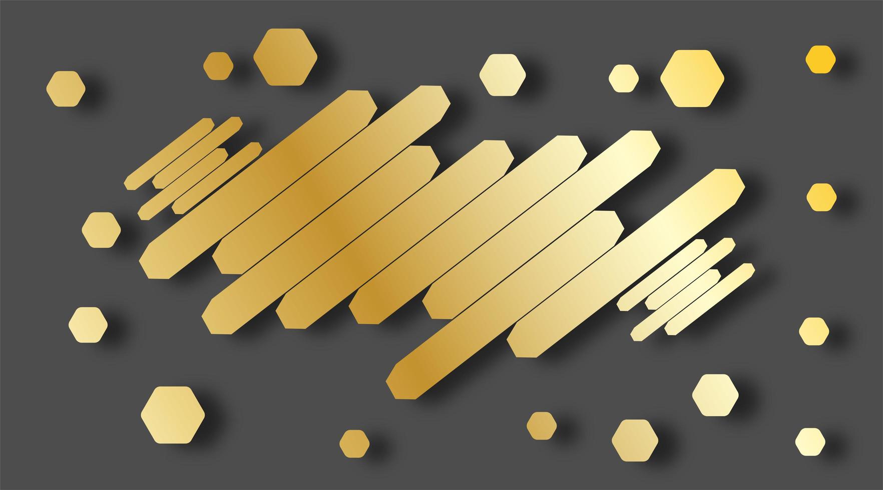 estilo abstrato moderno com composição feita de vários hexágonos dourados paralelos. ilustração vetorial. vetor