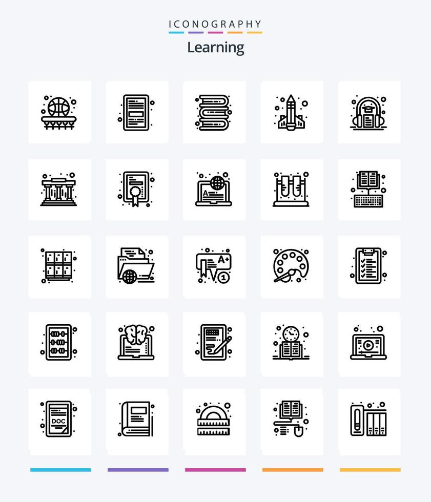 aprendizagem criativa 25 pacote de ícones de esboço, como aprendizagem. Educação. arquivo. livro. conhecimento vetor