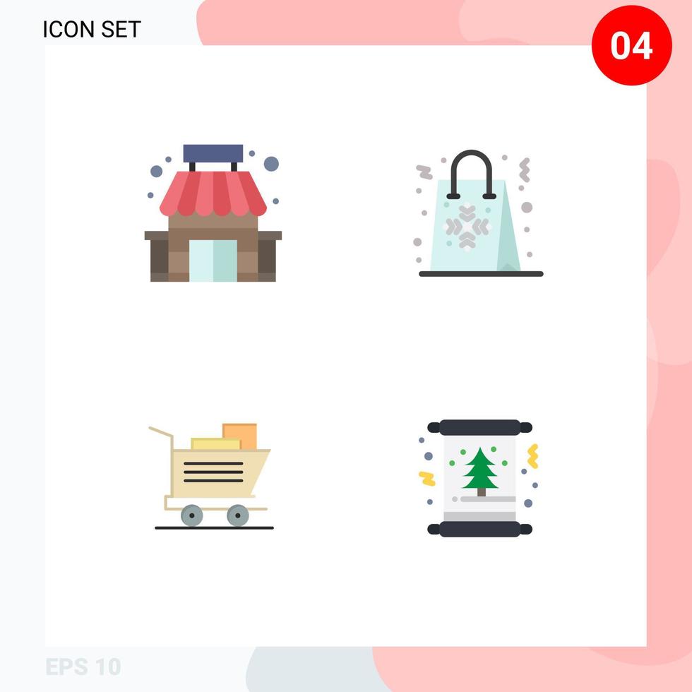 4 pacote de ícones planos de interface de usuário de sinais e símbolos modernos de elementos de design de vetores editáveis de cesta de supermercado de carrinho de construção