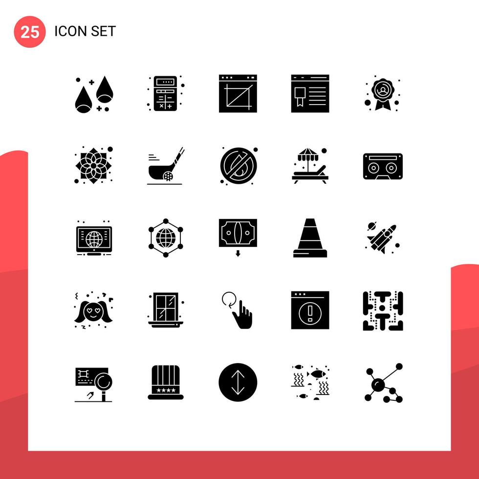 conjunto de 25 sinais de símbolos de ícones de interface do usuário modernos para a página desenvolver elementos de design de vetores editáveis do navegador de interação