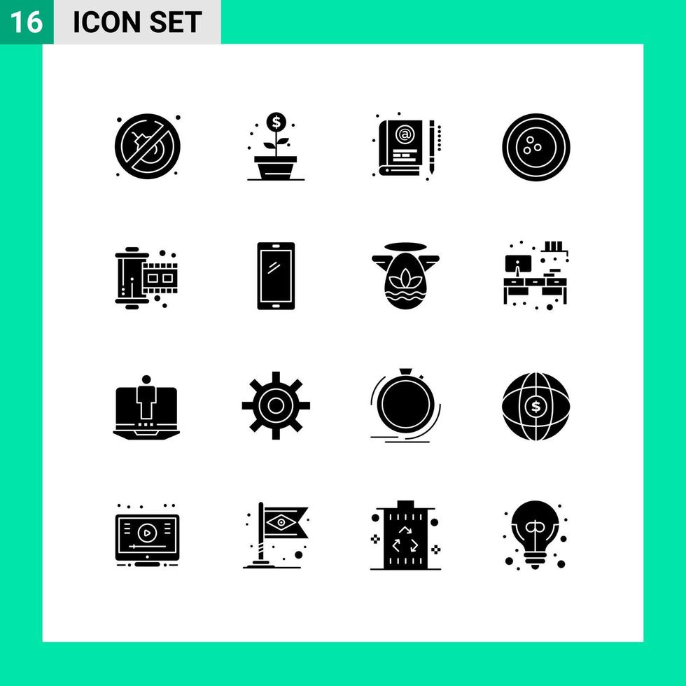 conjunto de 16 sinais de símbolos de ícones de interface do usuário modernos para esportes boliche e bola aprendendo elementos de design de vetores editáveis