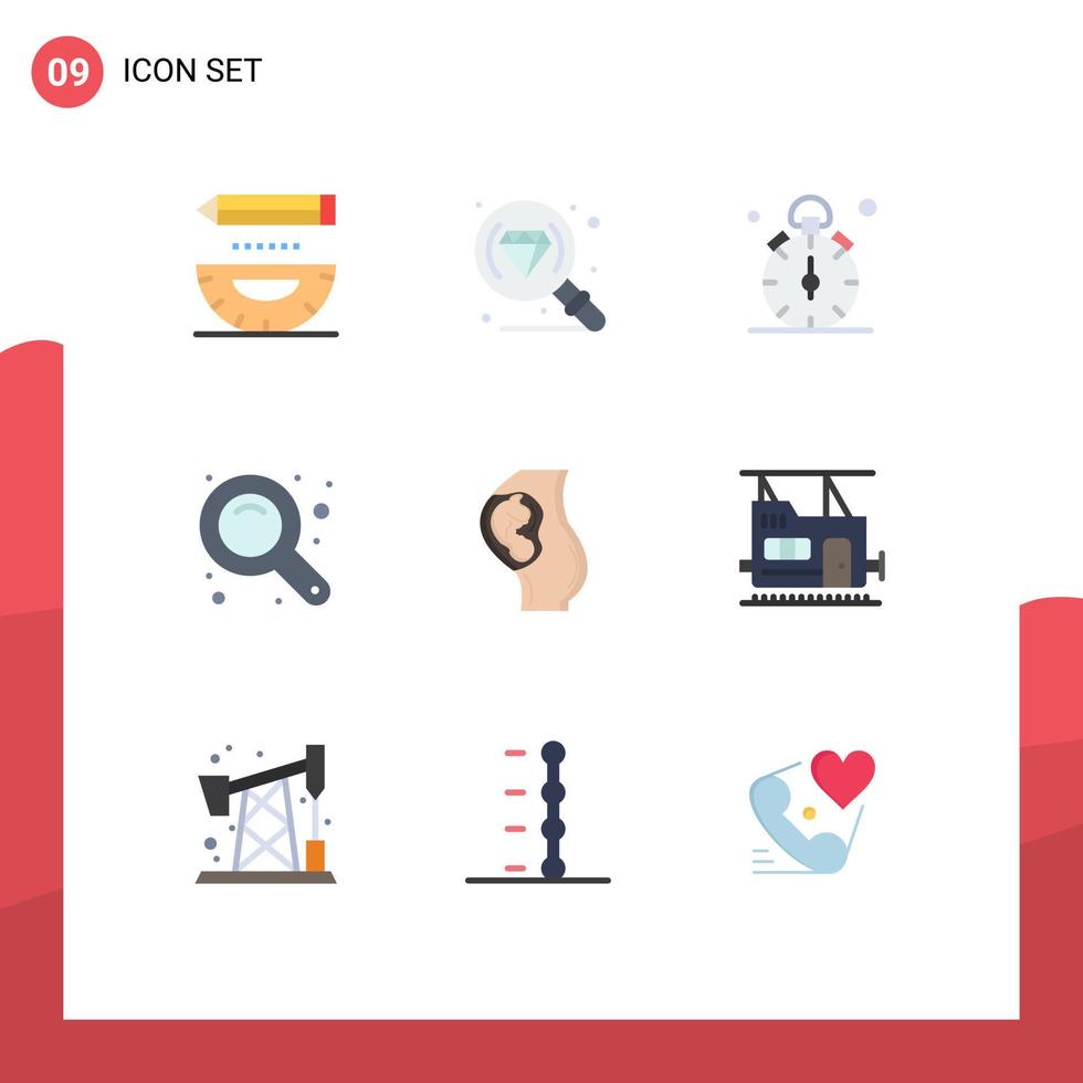 pacote de interface de usuário de 9 cores planas básicas de interface de zoom de gravidez assistir zoom no tempo editável elementos de design vetorial vetor