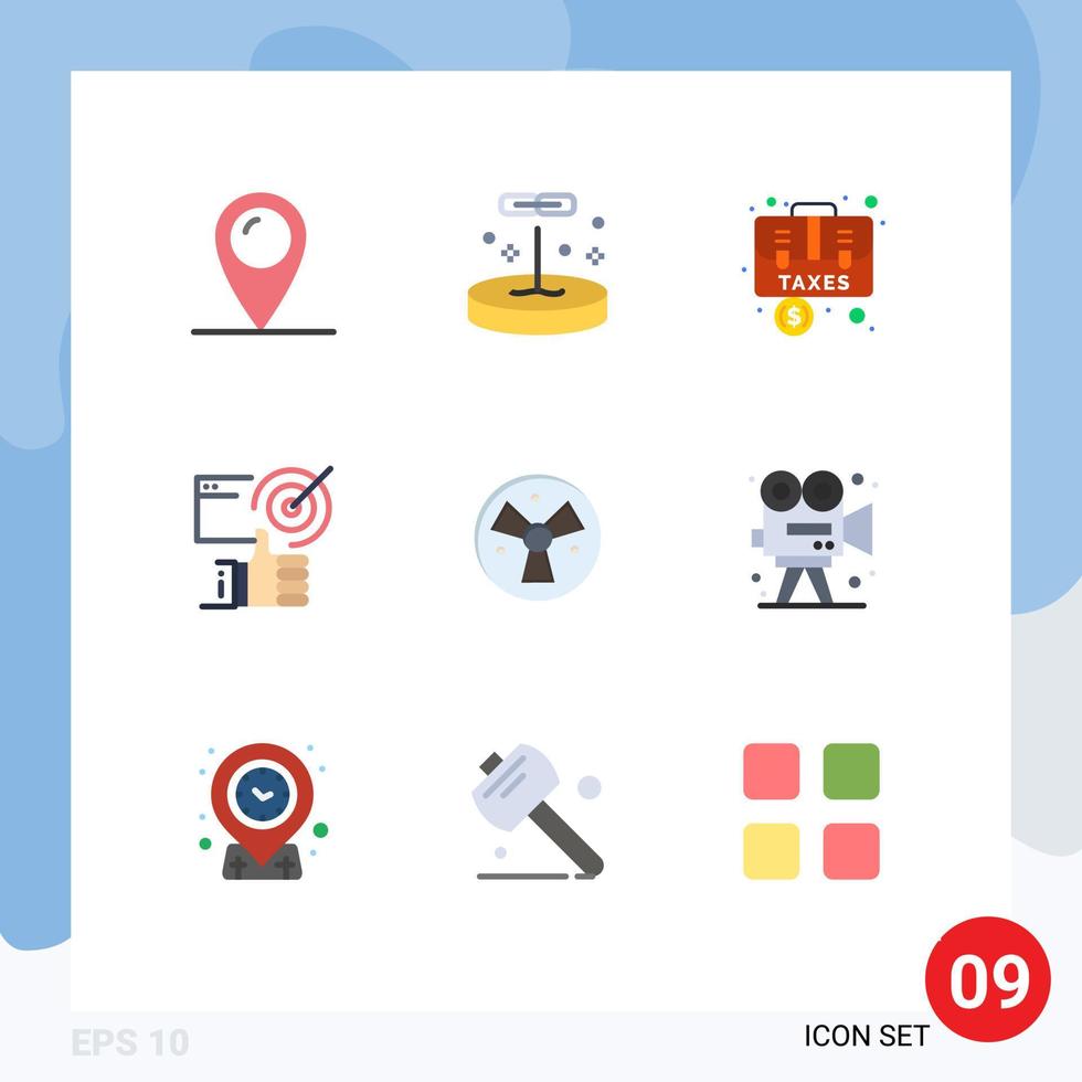 pacote de ícones de vetores de ações de 9 sinais e símbolos de linha para a contabilidade do usuário, caso alcançado, elementos de design de vetores editáveis